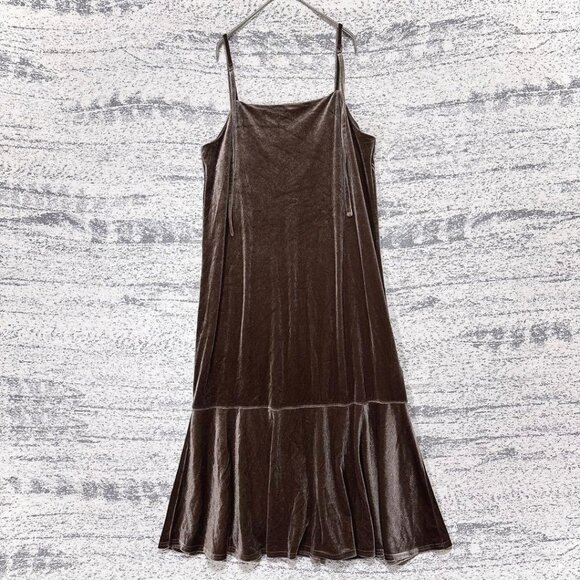 SamMos2 Velour Cami Dress Brown Fall/Winter Flare Long - Picture 1 of 5